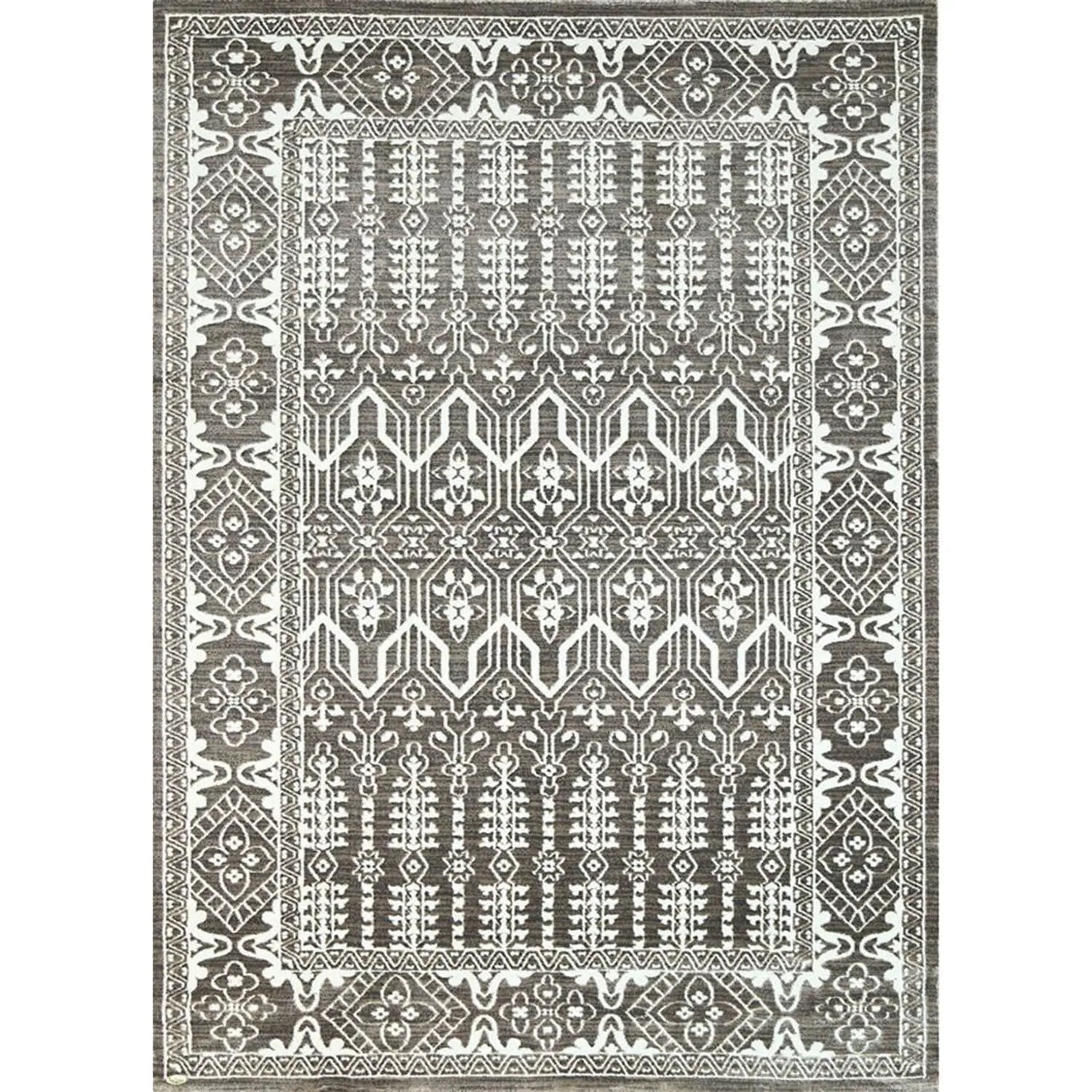 Pierre Cardin Sateen Traditional Border Designer Rug Brown - Rugs - Rugs a Million
