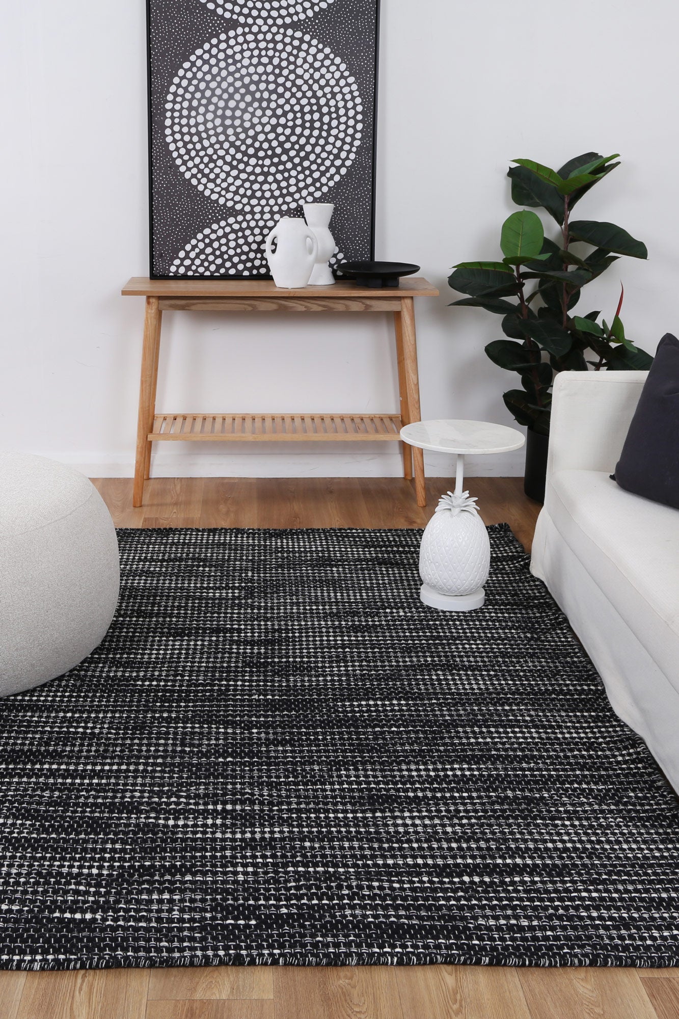 Scandi Black & White Reversible Wool Rug - Flatweave - Rugs a Million