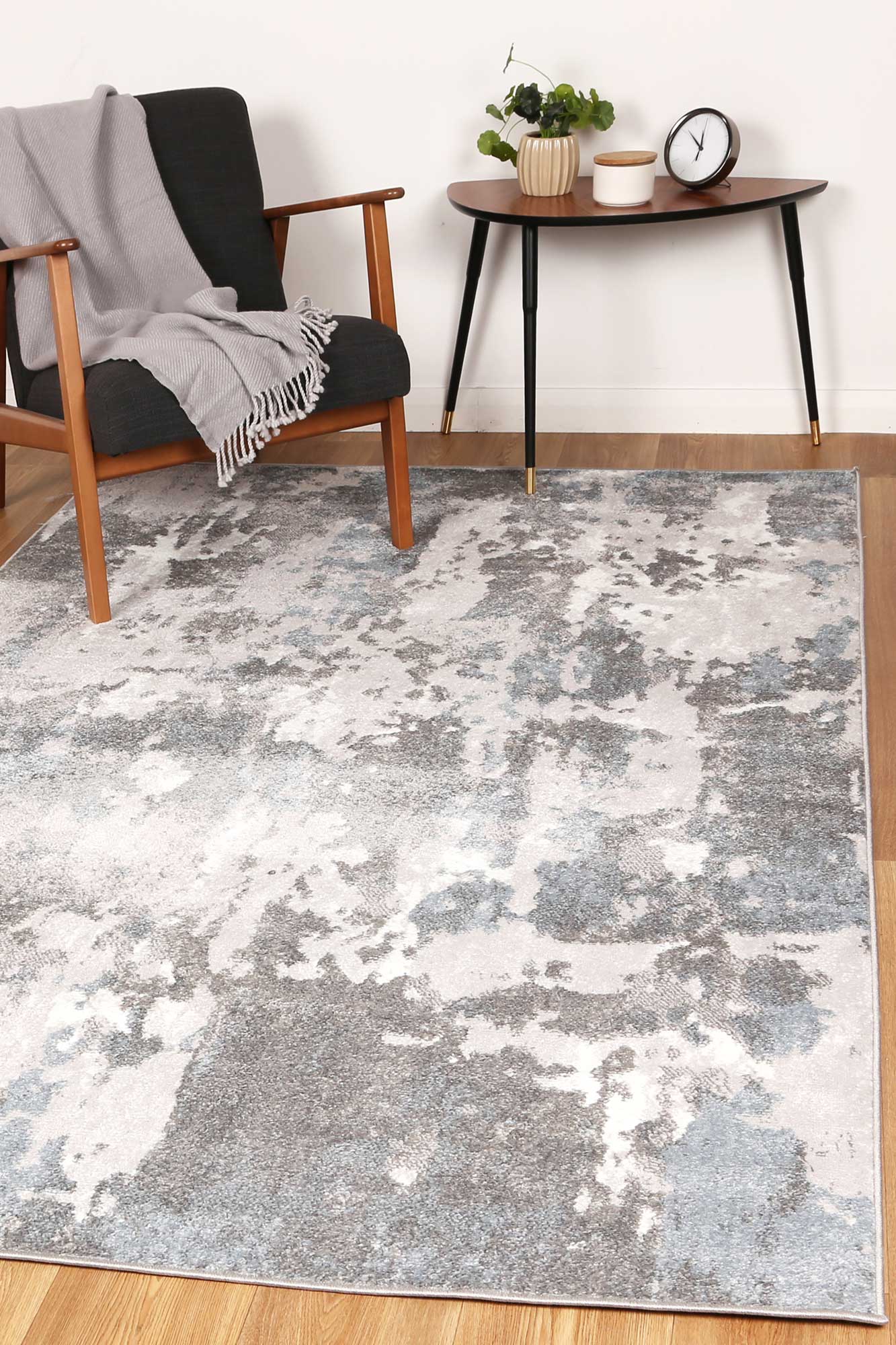 Shimmer Modern Abstract Grey Blue Rug - Rug - Rugs a Million