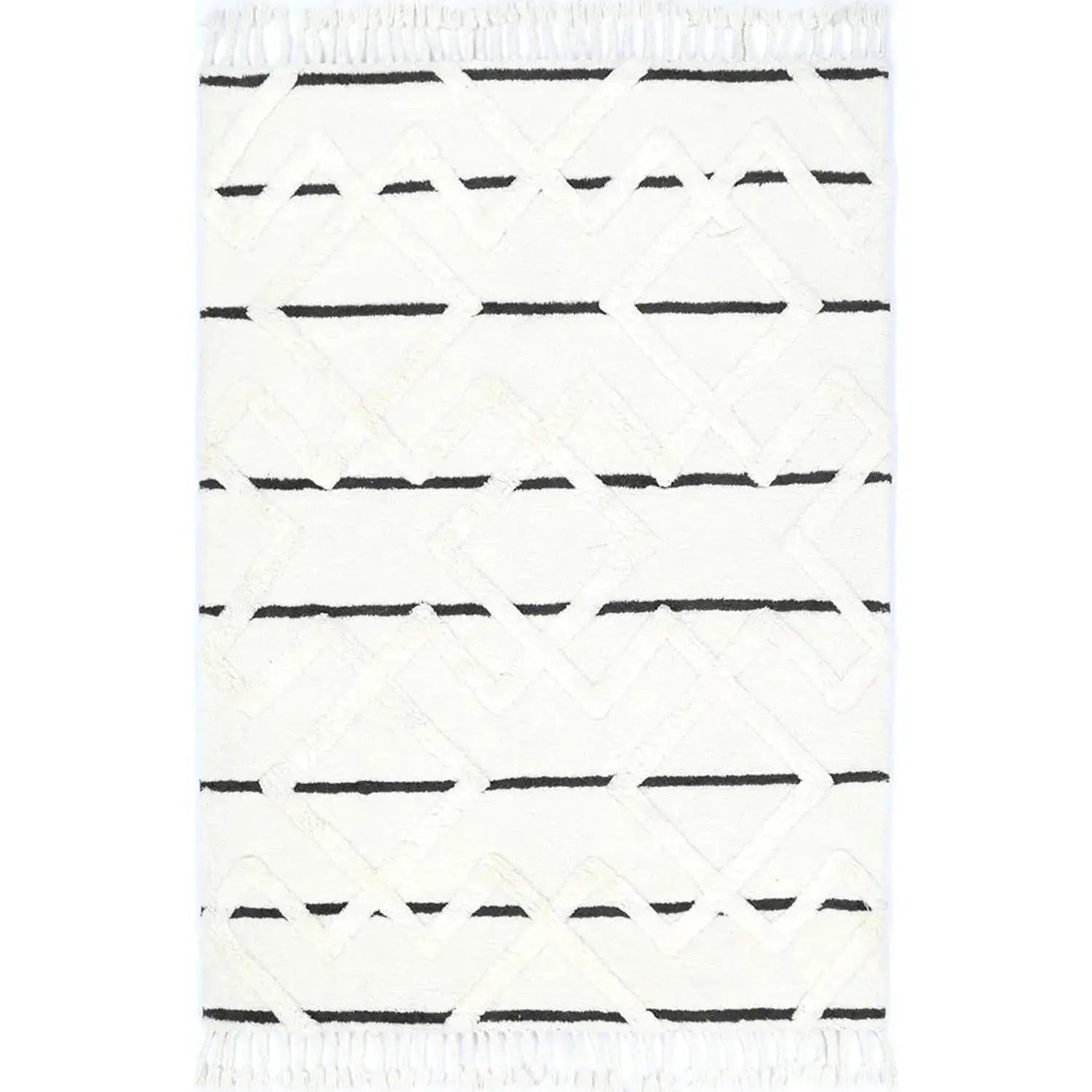 Sonet Black Wool Plush Tribal Patterned Rug - Rugs - Rugs a Million