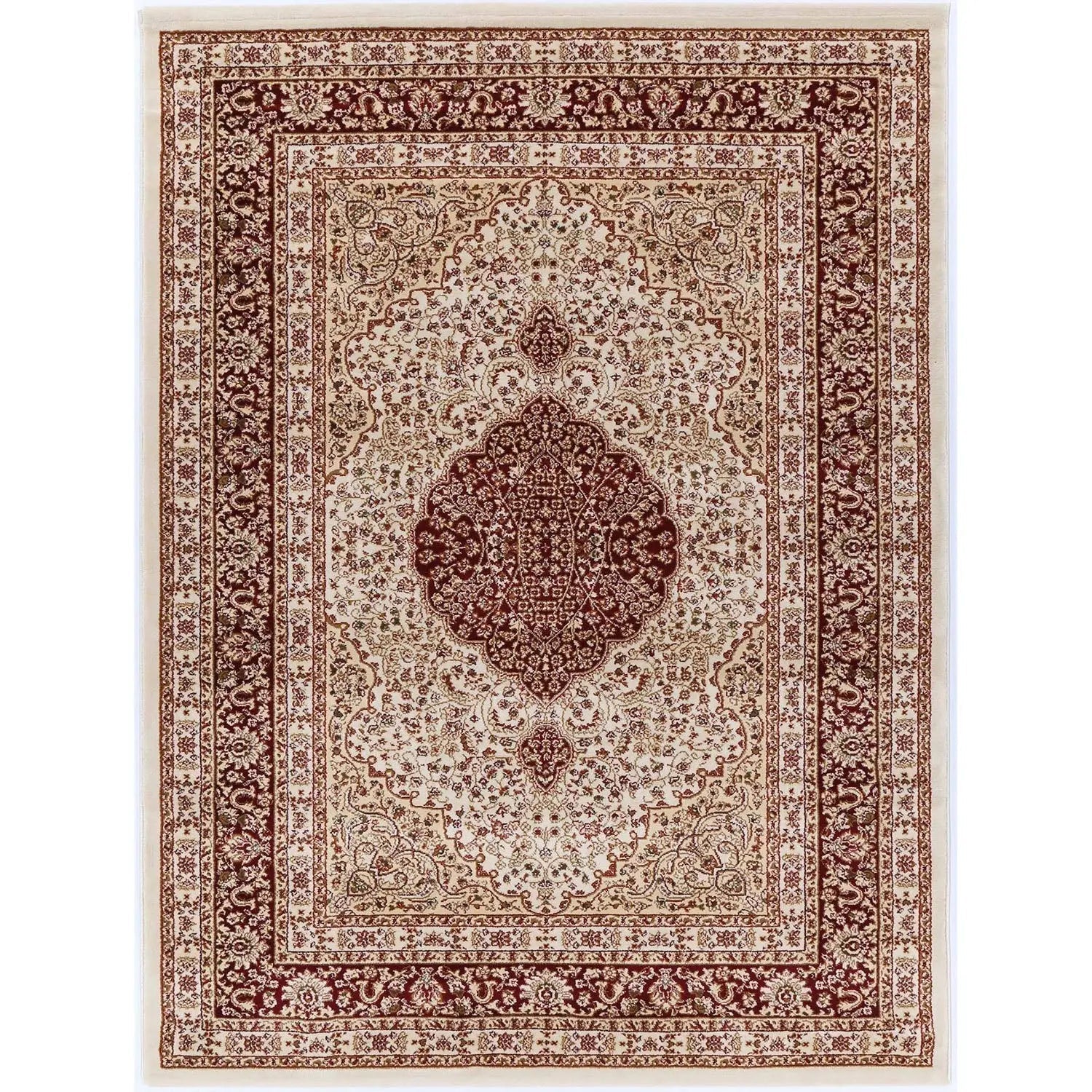 Suzani Red and Cream Medallion Traditional Rug - Rugs - Rugs a Million