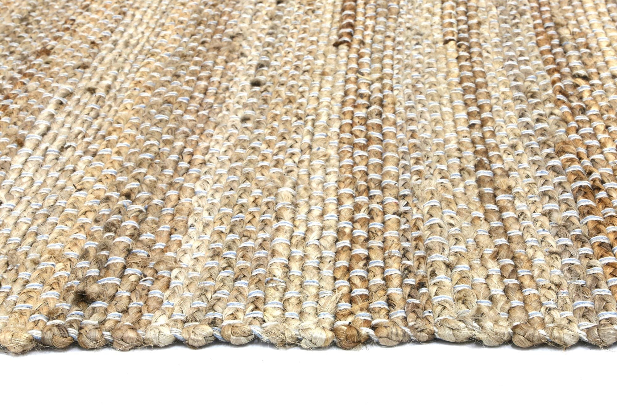 Taj Blue Natural Basket Weave Jute Rug - Natural - Rugs a Million