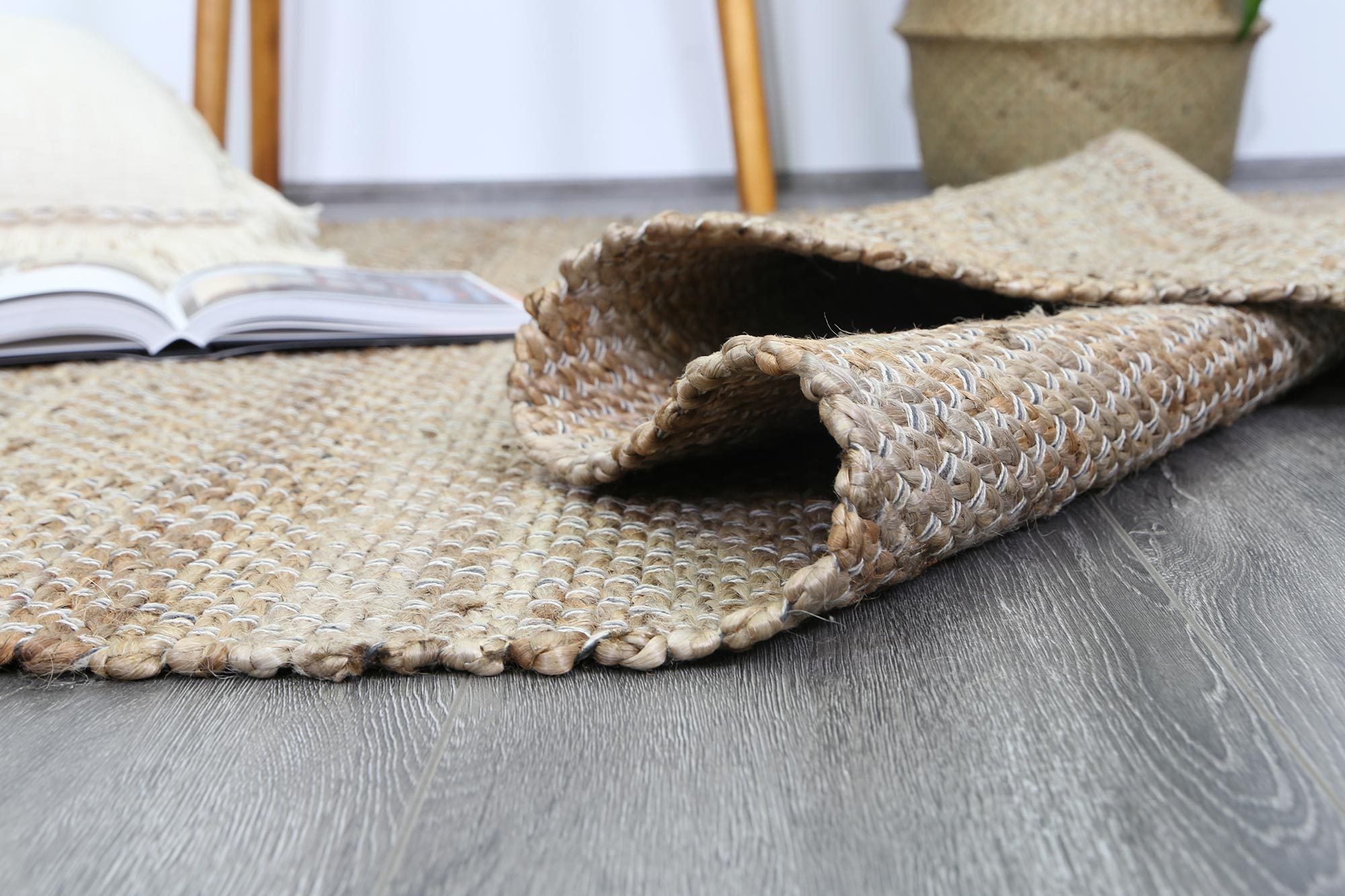 Taj Grey Natural Basket Weave Jute Rug - Natural - Rugs a Million