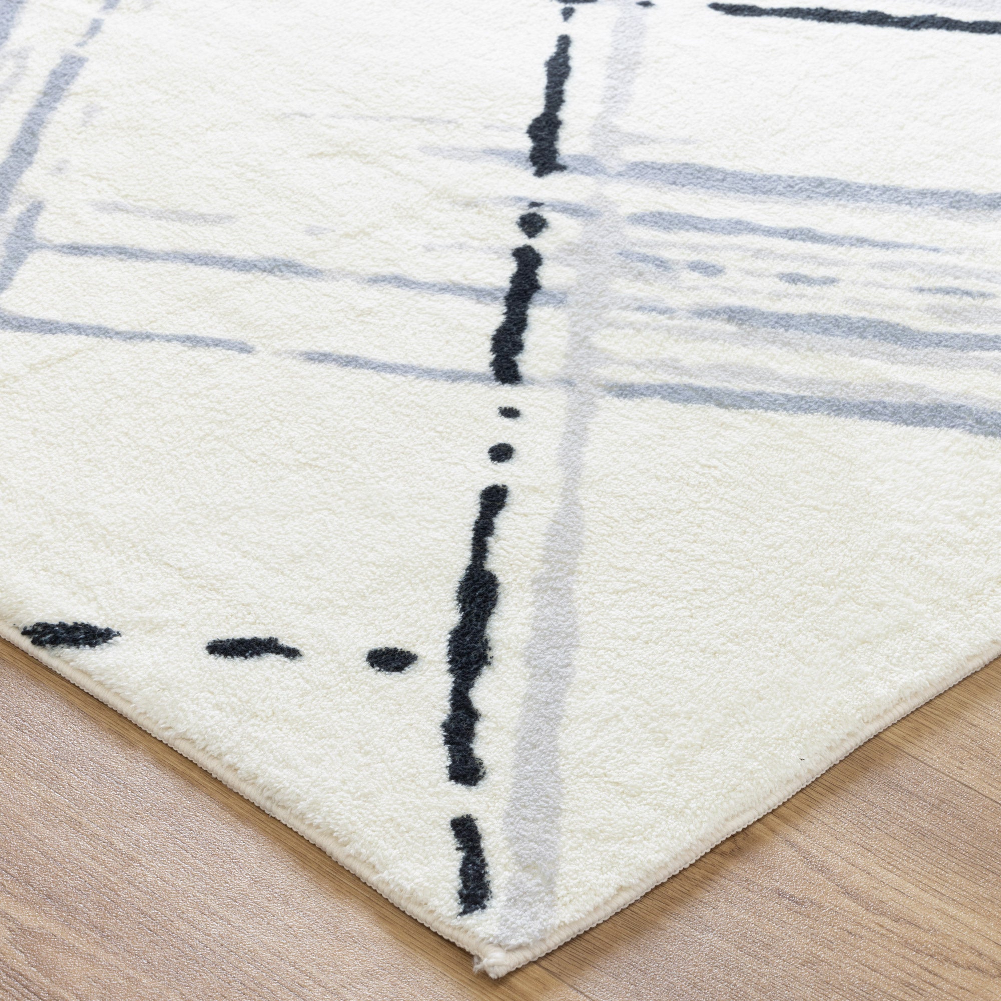 Velveto Geo Cream Blue Washable Rug - Rug - Rugs a Million
