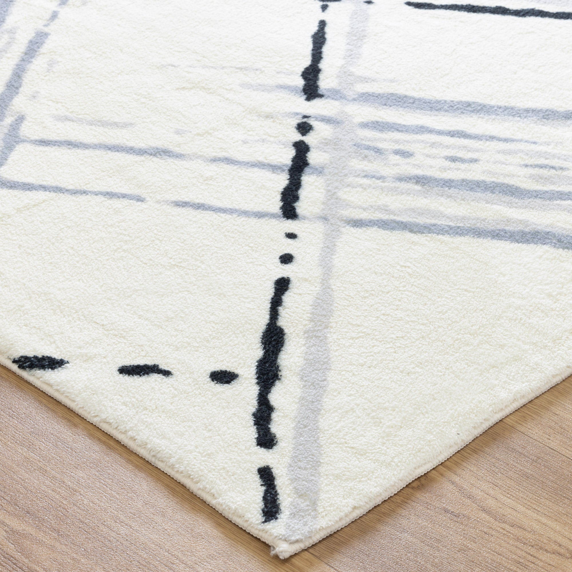 Velveto Geo Cream Blue Washable Rug - Rug - Rugs a Million