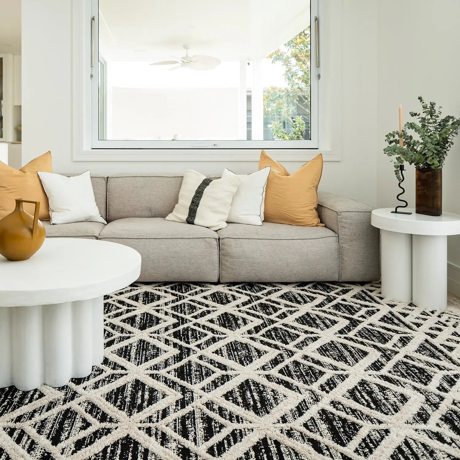 Zellige White-Antrasit Patterned Rug - Rugs - Rugs a Million
