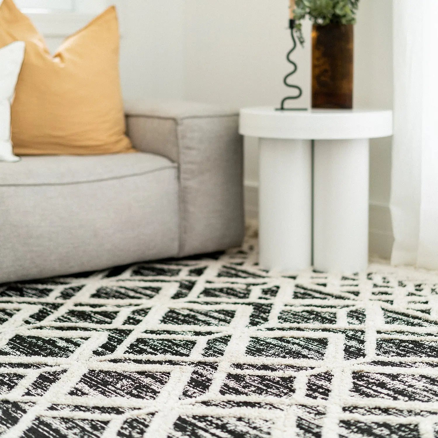 Zellige White-Antrasit Patterned Rug - Rugs - Rugs a Million